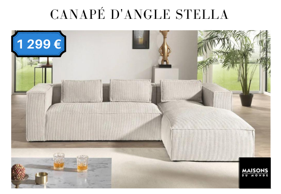 Test et avis du canapé d'angle Stella en velours beige