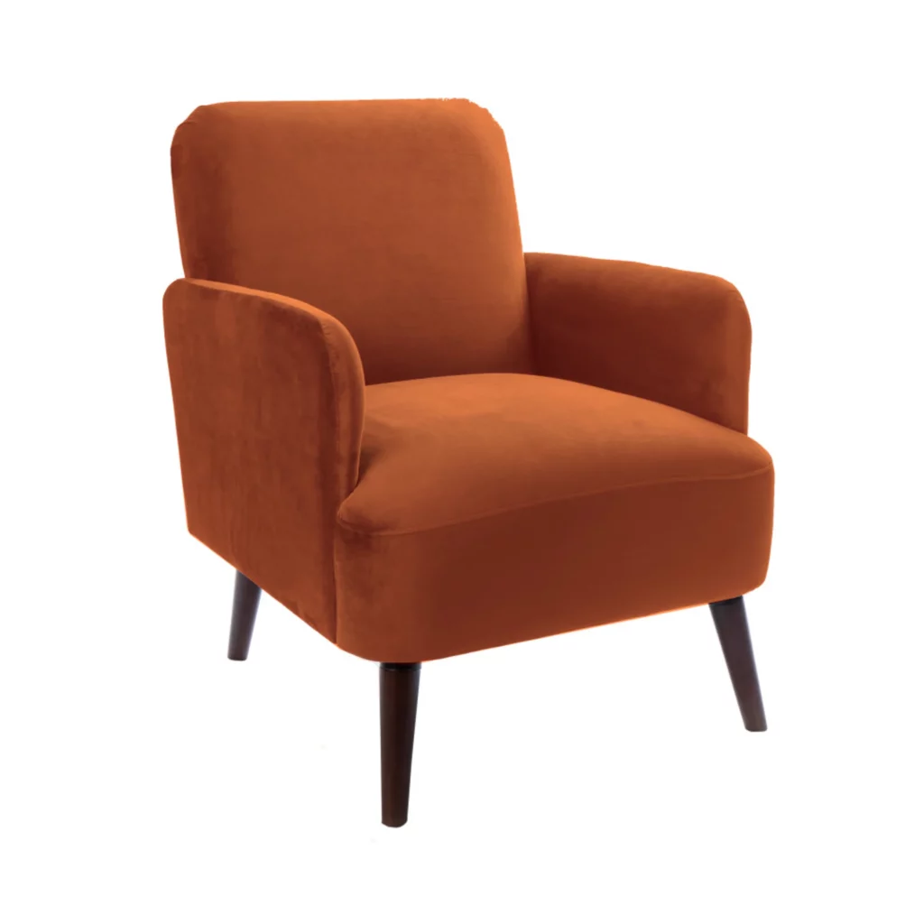 Fauteuil en velours Brooks rouille