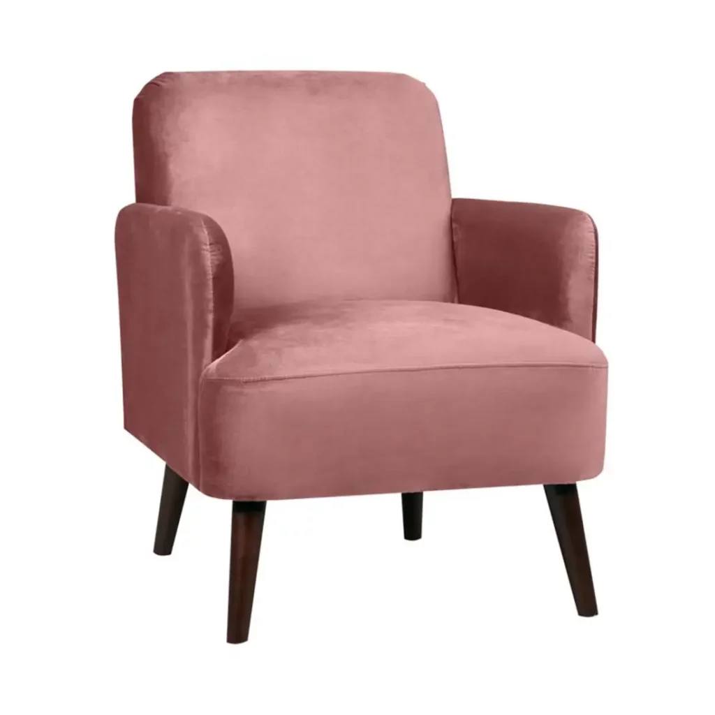 Fauteuil en velours rose Brooks