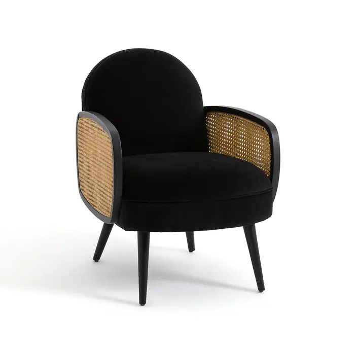 Fauteuil en velours noir Buisseau