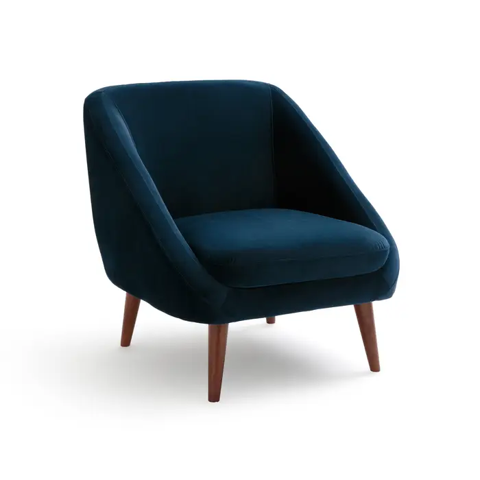 Fauteuil en velours bleu pétrole Sémeon