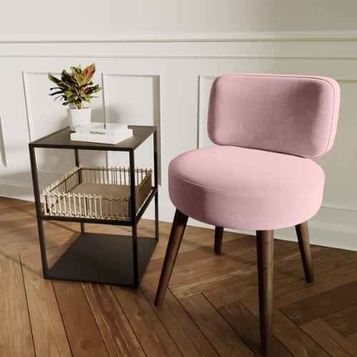 Petit fauteuil rose en velours Gina