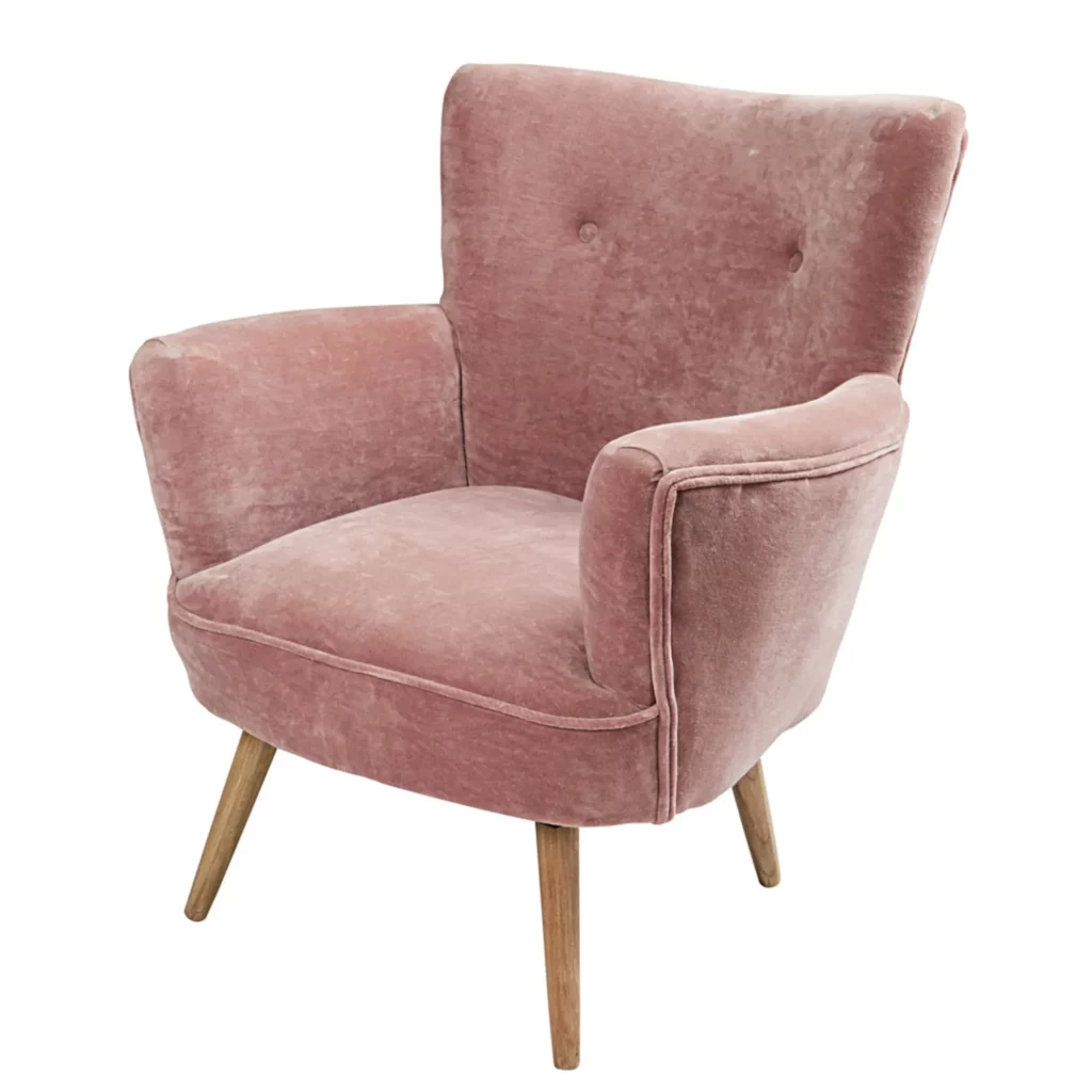 Fauteuil en velours rose Sao Paulo