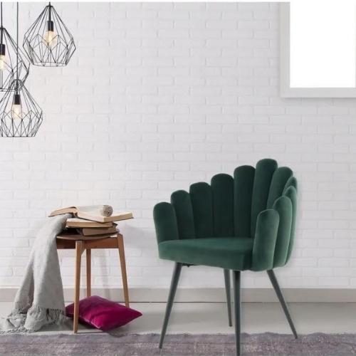 Fauteuil en velours vert Jeane