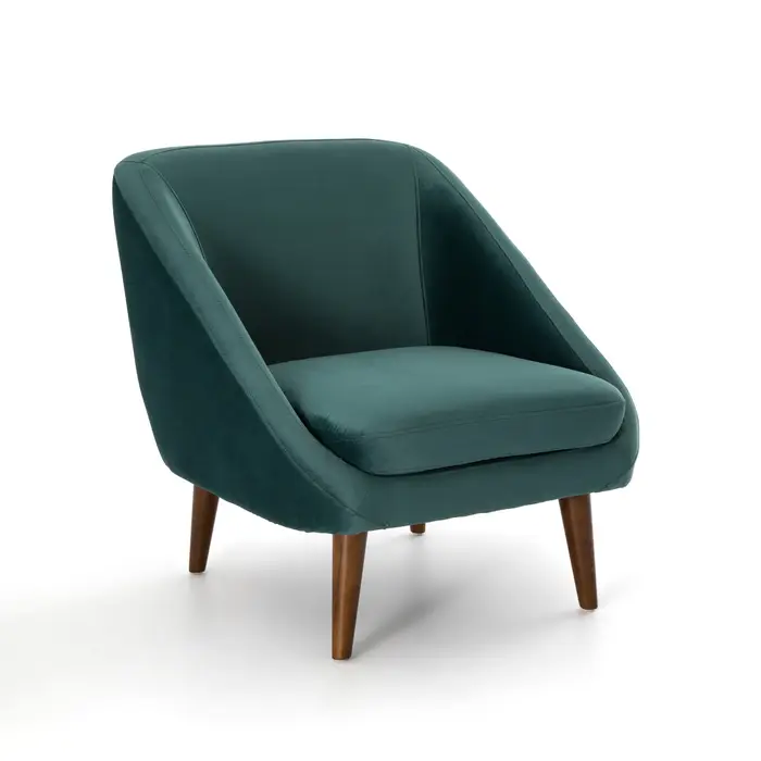 Fauteuil en velours vert émeraude Sémeon