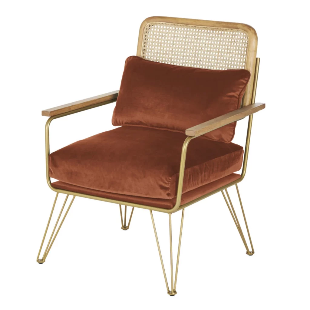 Fauteuil Rosalie cannage en rotin - Orange Ecureuil