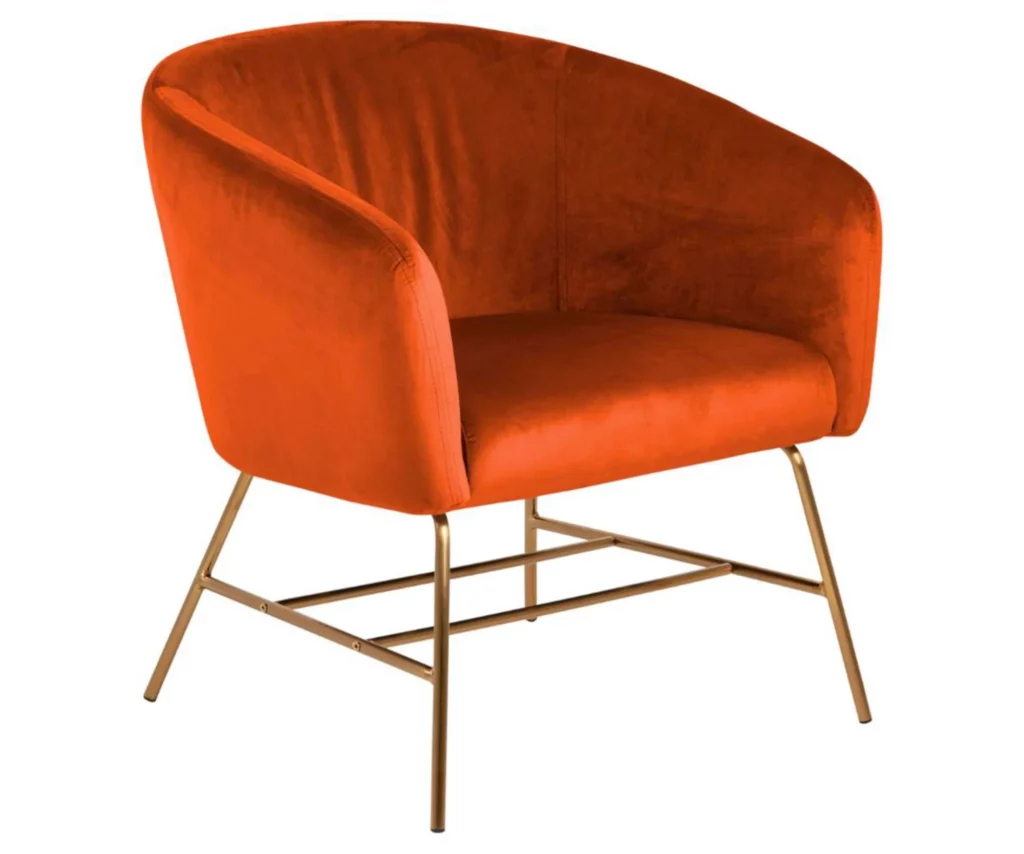 Fauteuil Ramzo en velours orange