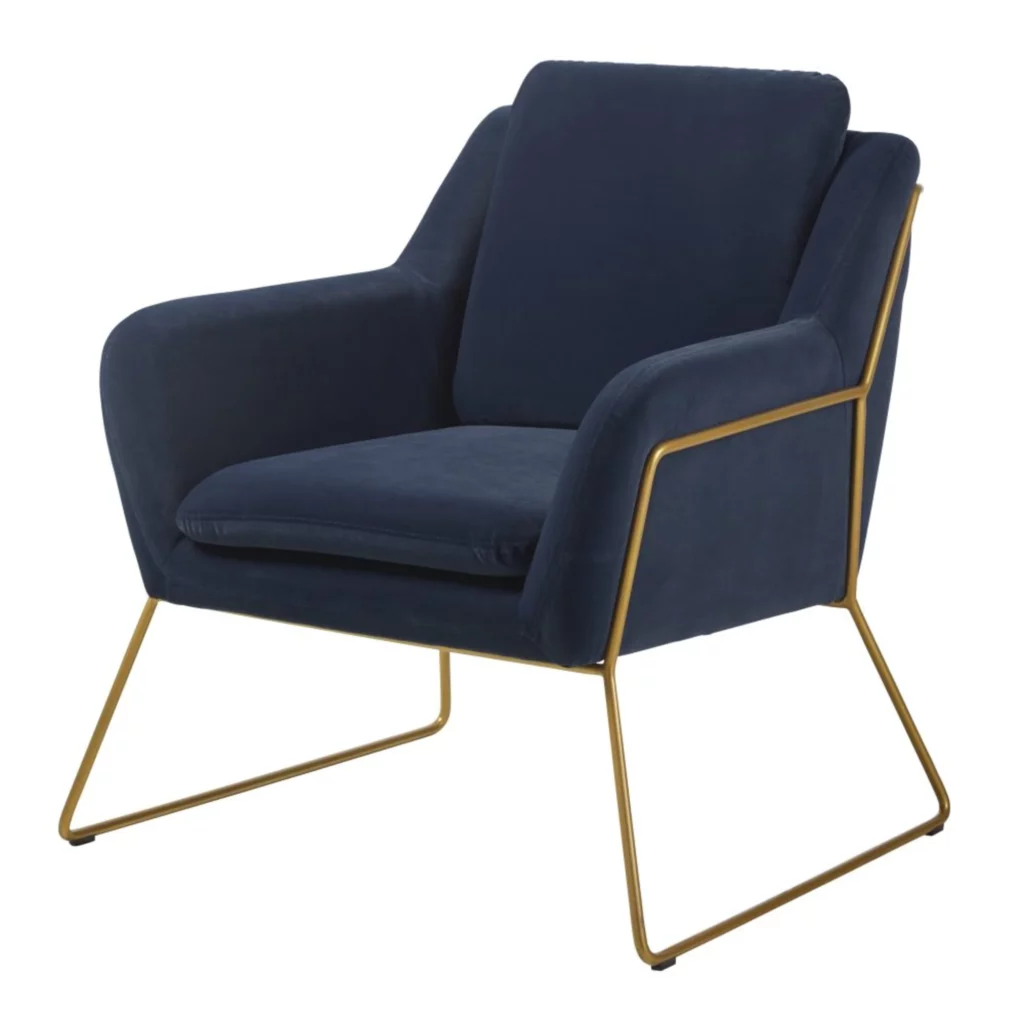 Fauteuil Jasper - Bleu nuit et coloris laiton