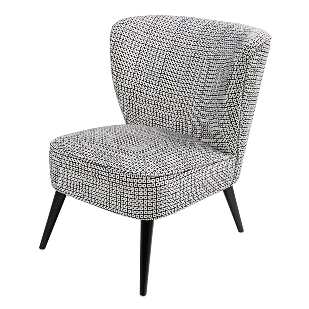 Fauteuil Palm velours - Noir et blanc