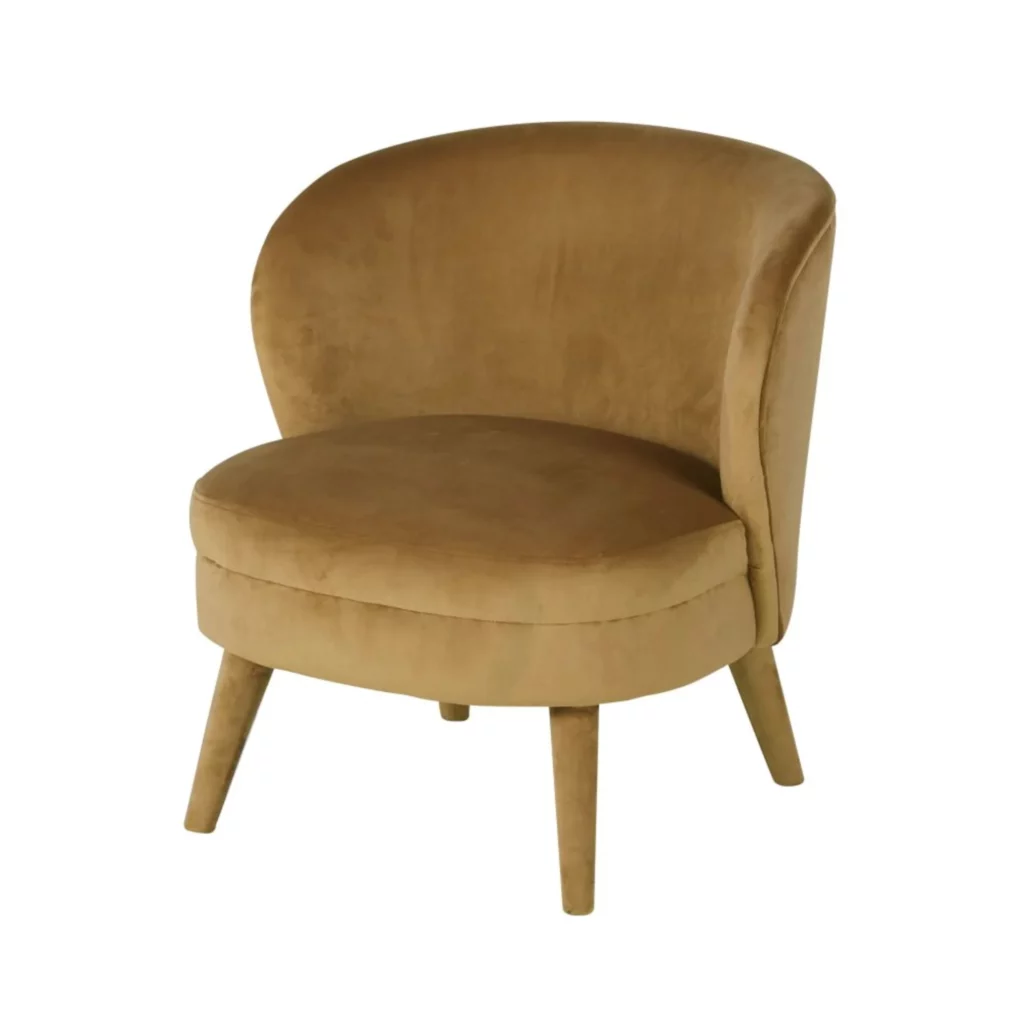 Fauteuil jaune en velours Kate