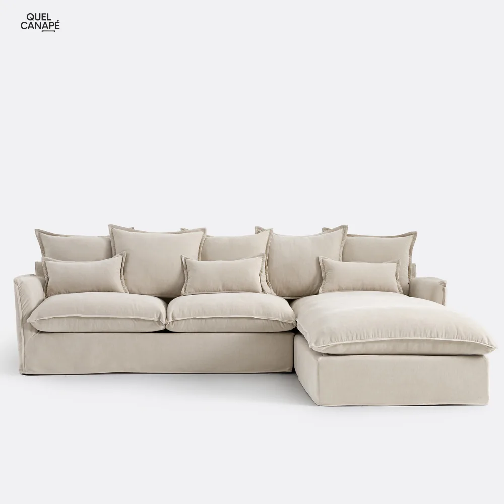 Canapé à angle droit polyester chiné, Odna