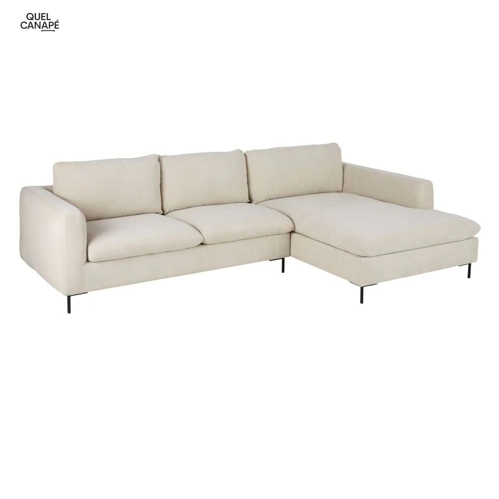 Canapé d'angle droit City 4/5 places beige chiné