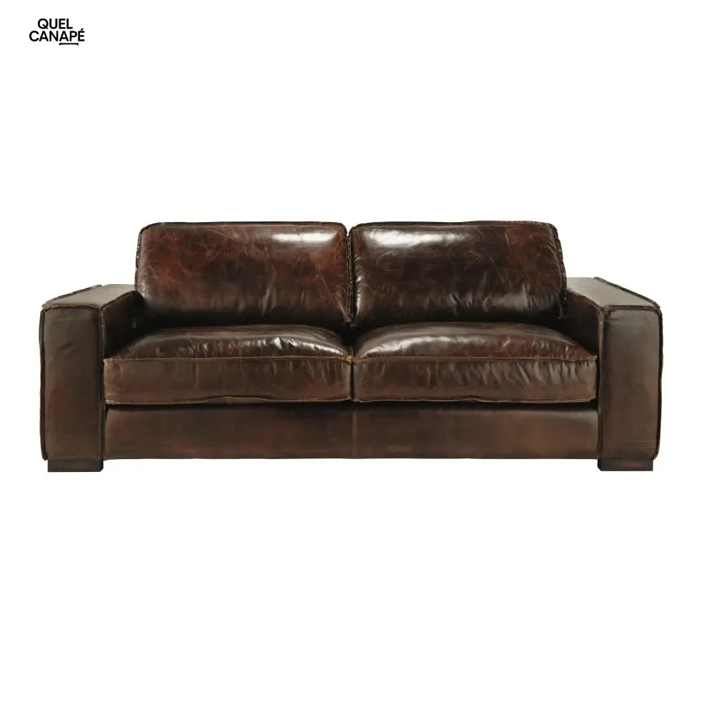 Canapé convertible Colonel en cuir marron