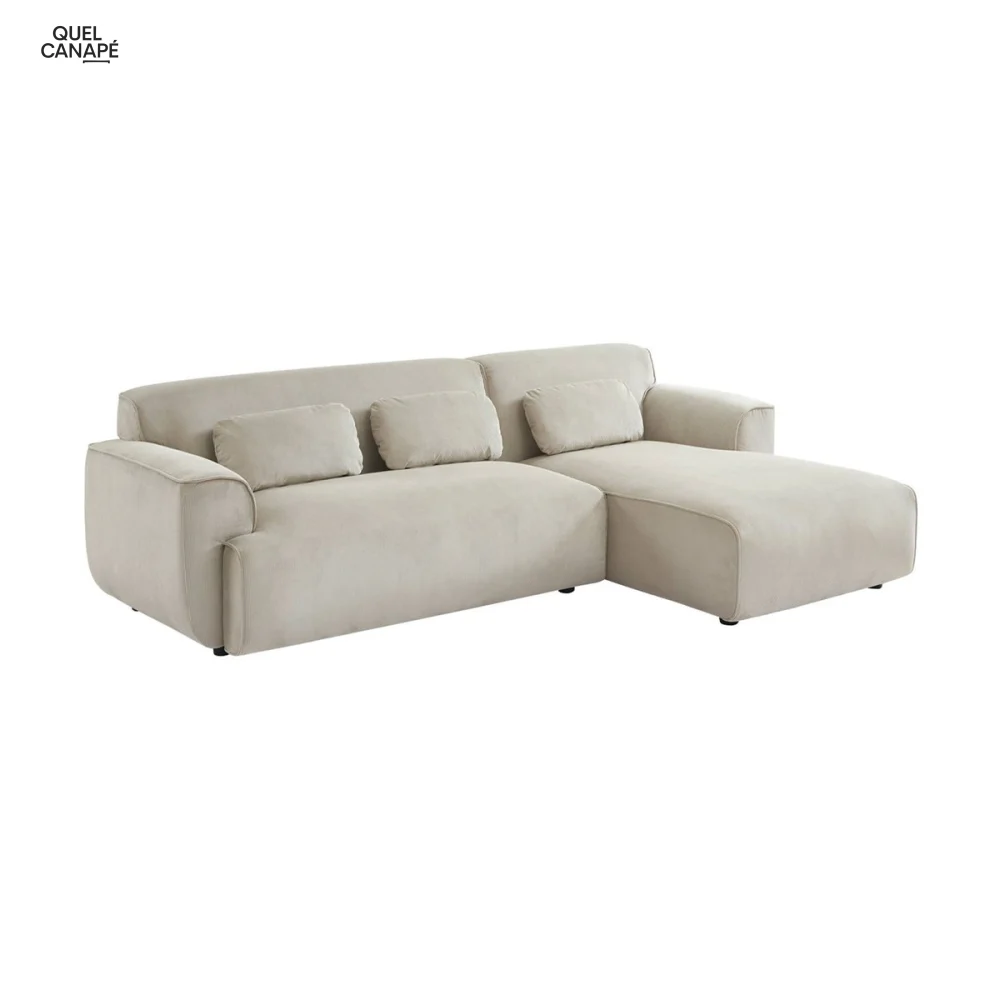 Canapé d'angle droite 2-3 places velours WALLAS
