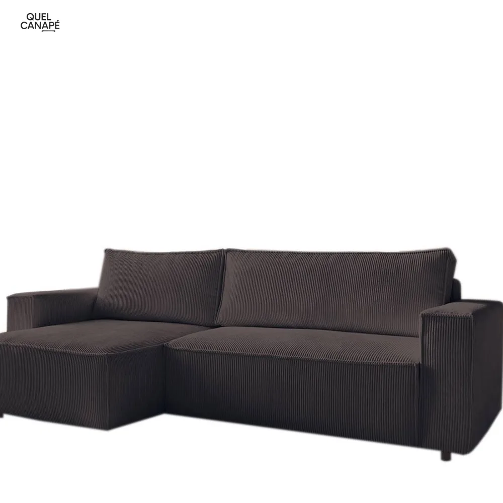 Canapé NIHAD angle convertible Velours Côtelé avec Pouf