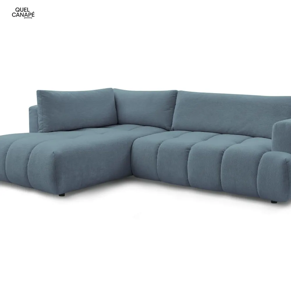 Canapé d'angle L convertible FUJI tissu lisse