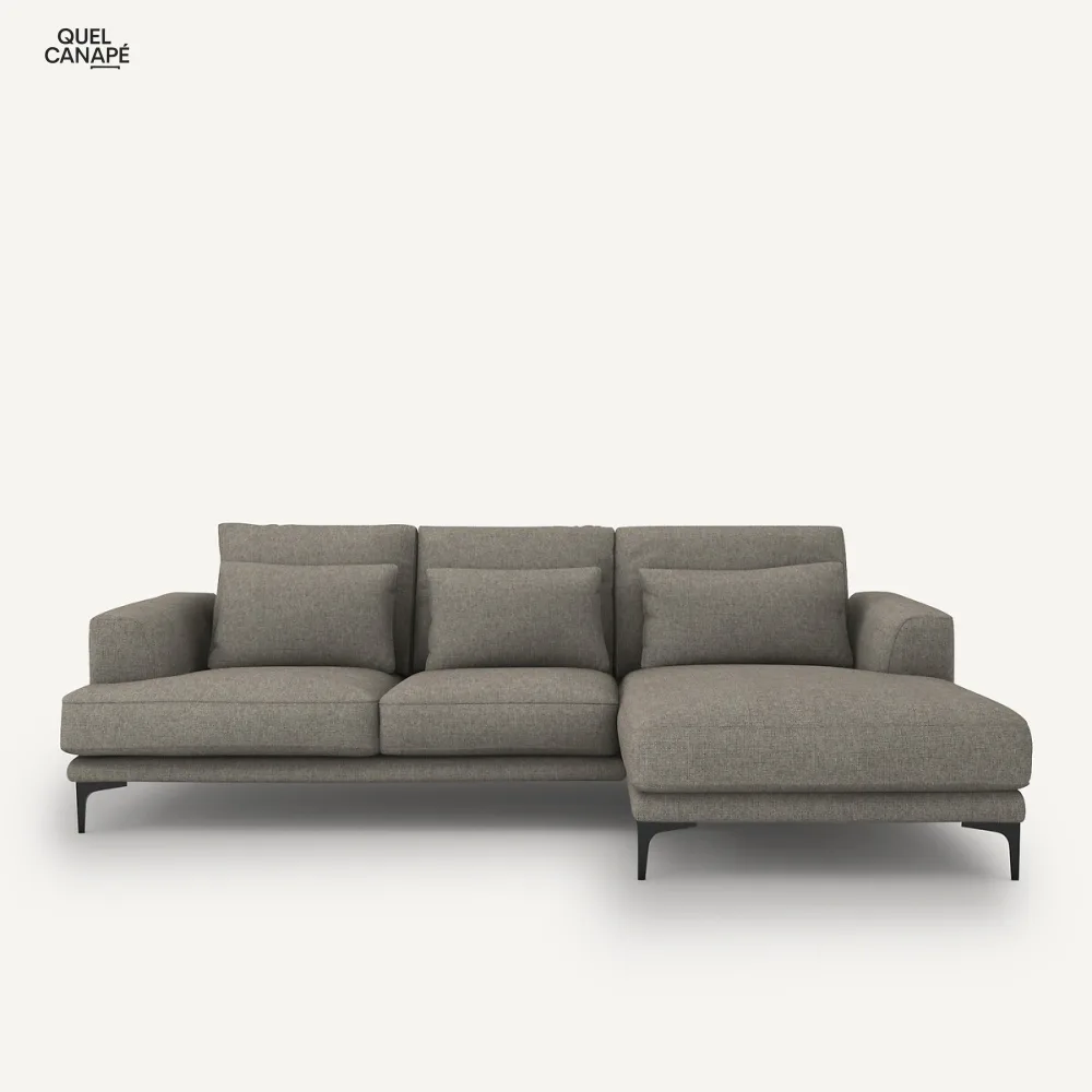 Canapé d'angle droit texturé viscose lin, Marsile