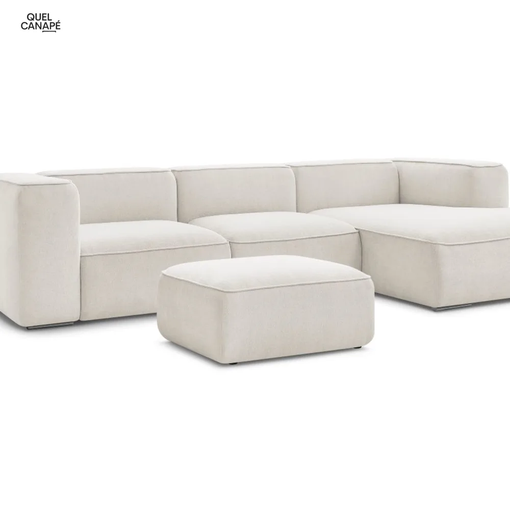 Canapé d'angle fixe ZEPHYR avec pouf