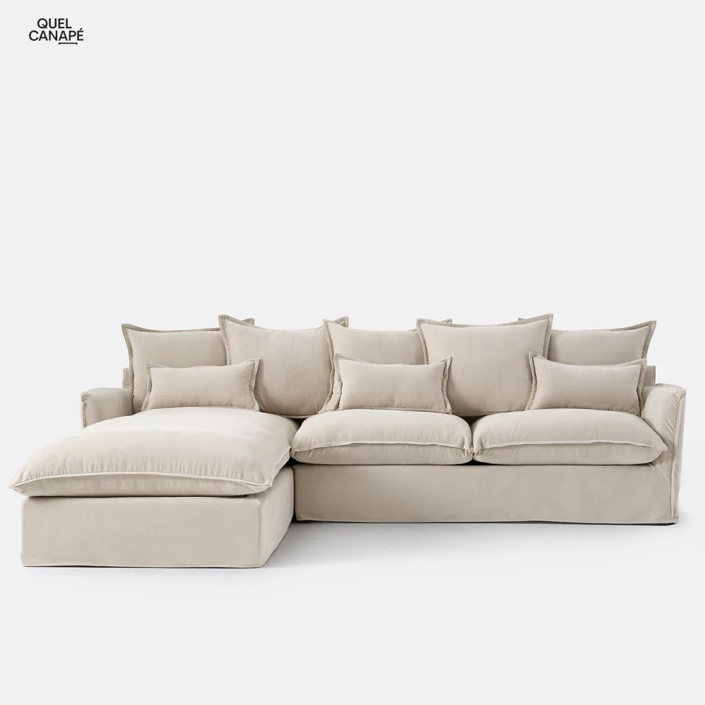Canapé angle gauche polyester chiné Odna