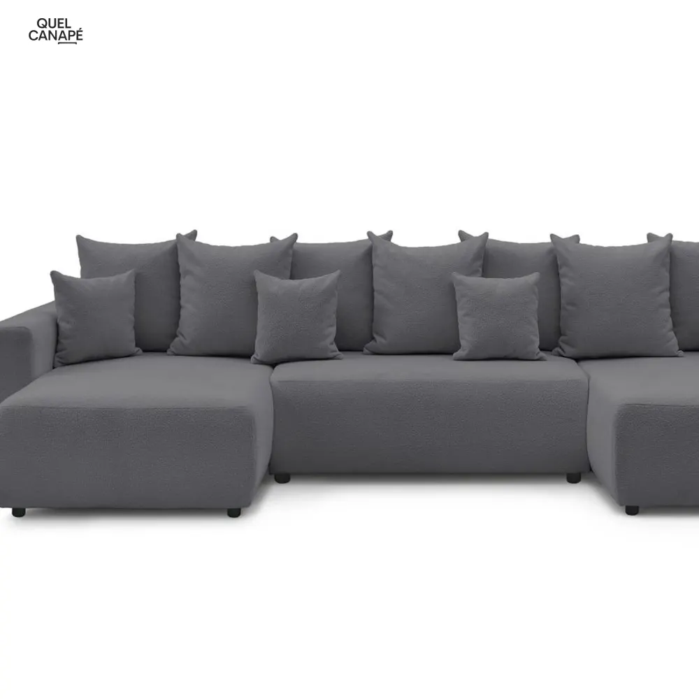 Canapé panoramique convertible coffre ENVY Tissu Bouclette