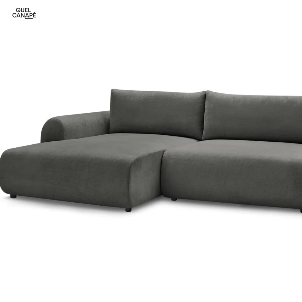Canapé d'angle convertible coffre LUCIEN tissu lisse