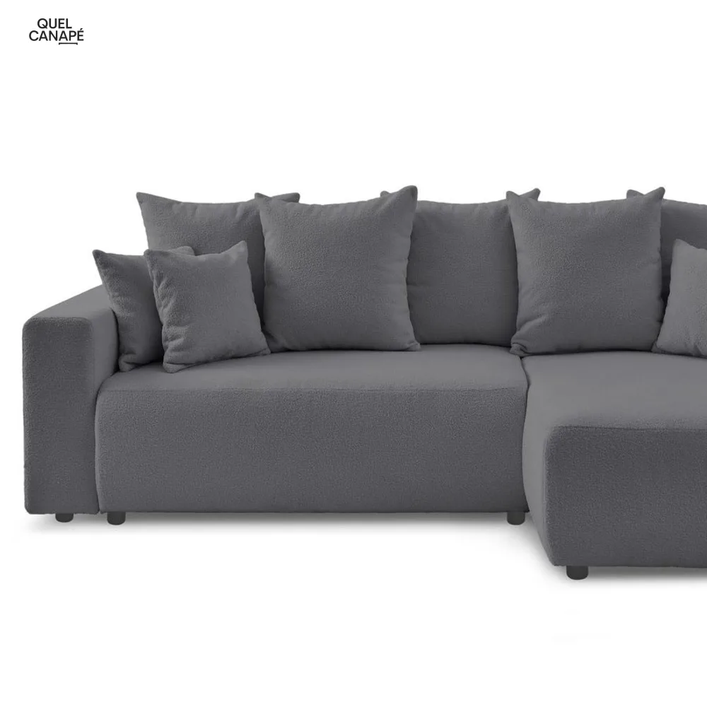 Canapé d'angle réversible convertible coffre ENVY tissu bouclette doux