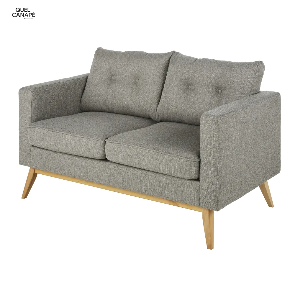Canapé style scandinave 2 places gris clair chiné Brooke