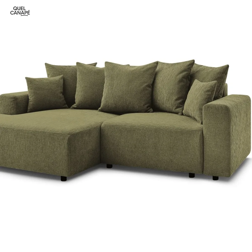 Canapé d'angle convertible coffre ATILLA tissu texturé