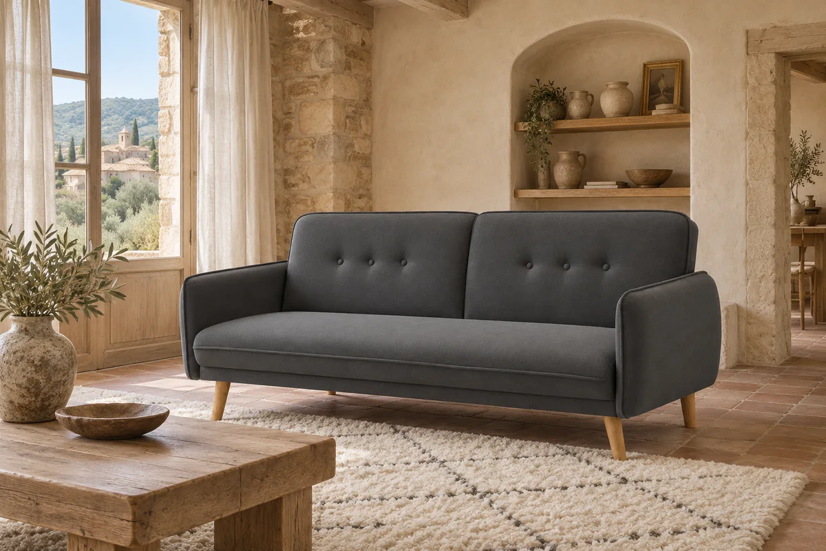 Nettoyage d'un canapé en tissu, canapé gris fonce