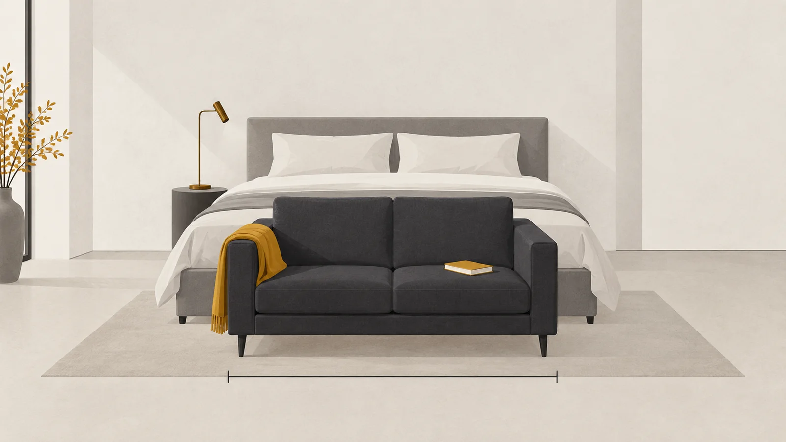 Illustration : Canapé dans une chambre : où le placer et quelle taille choisir
