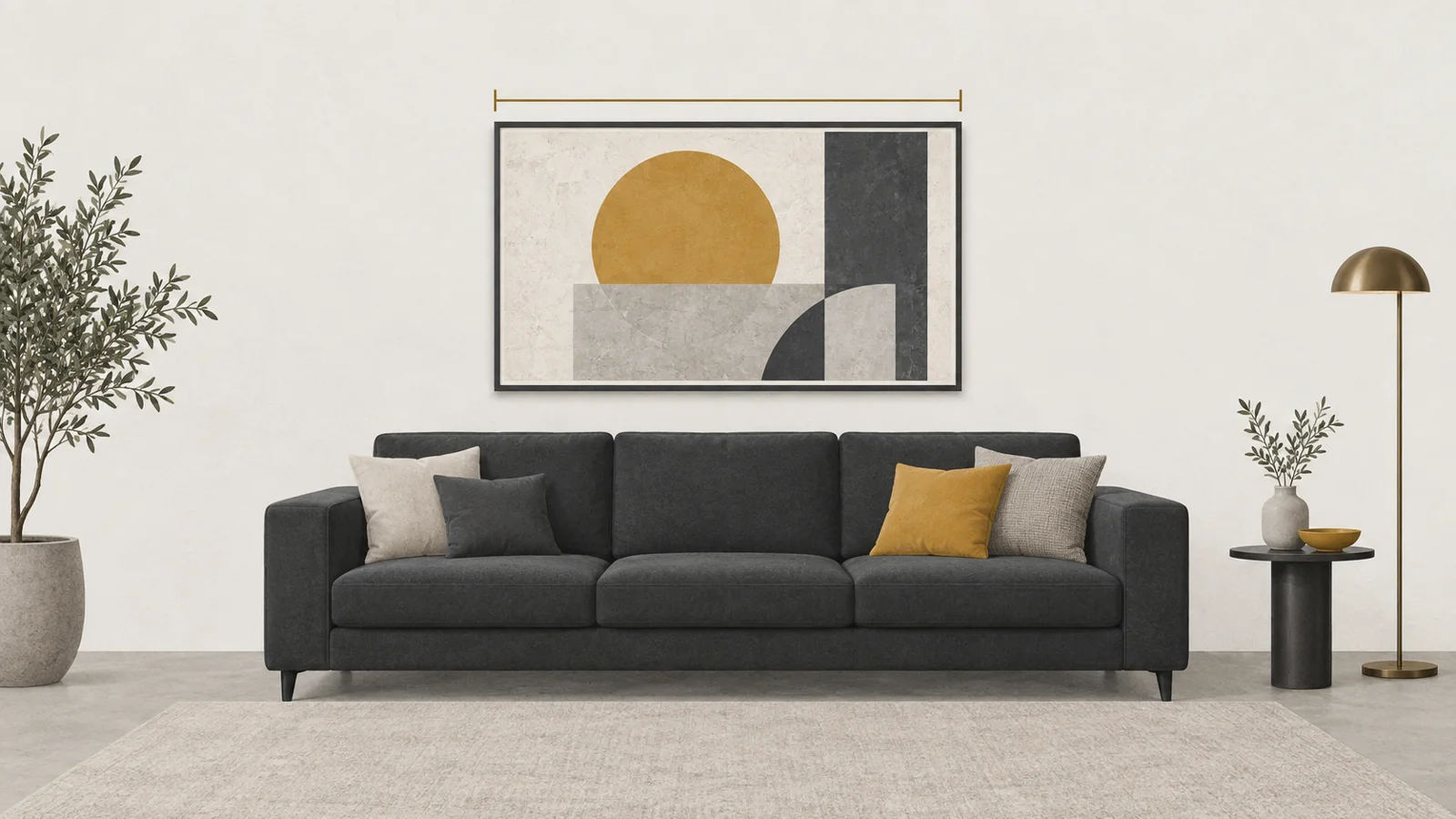 Illustration : Déco murale salon : la bonne taille d&rsquo;affiche au-dessus du canapé