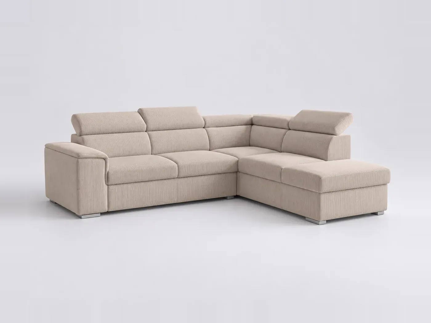Canapé Beverly Conforama, 4 places d'angle convertible, coloris pearl (beige)