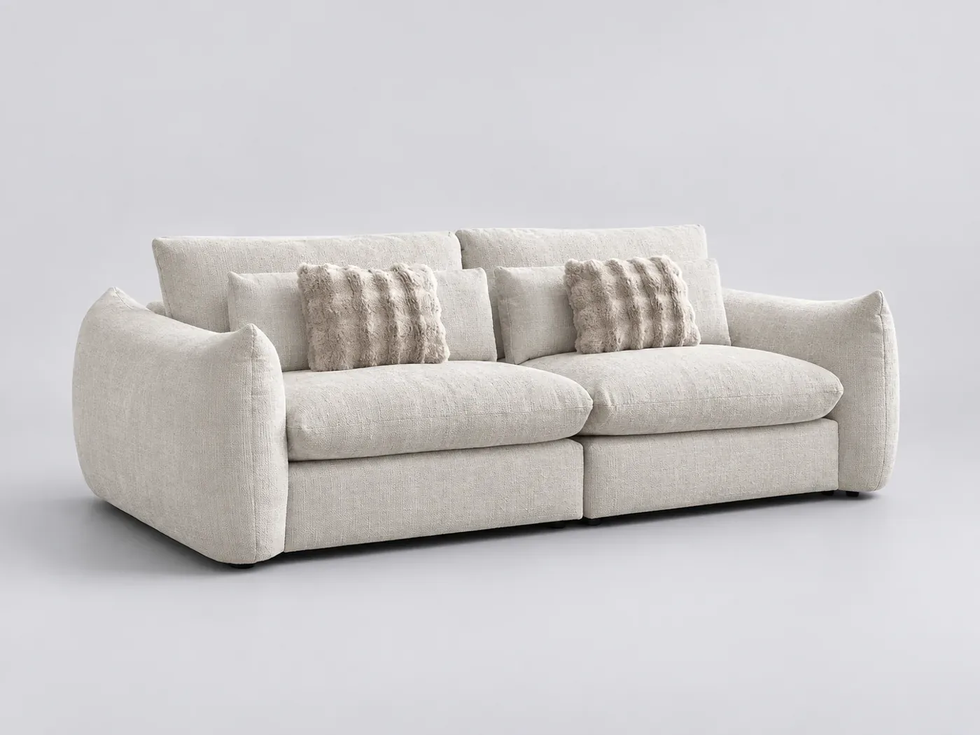 Canapé Eugene Conforama, 3 places droit fixe, coloris beige