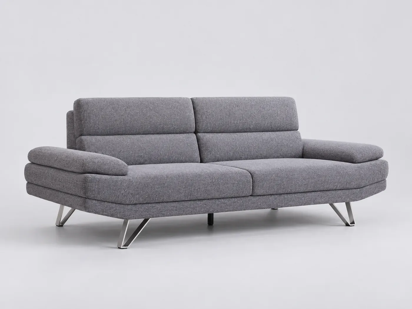 Canapé Martin Conforama, 3 places droit fixe, coloris gris clair