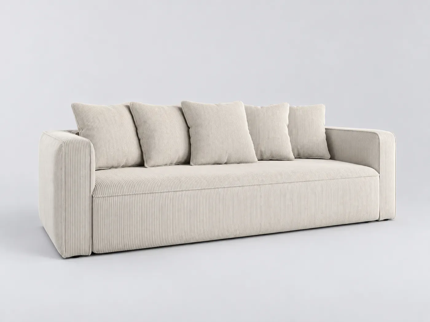 Canapé Noah Conforama, 3 places droit convertible, velours, coloris beige