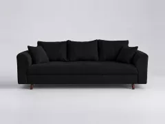 Canapé Rune Maisons du Monde, 3 places droit fixe, velours côtelé, coloris noir