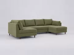 Canapé Rune Maisons du Monde, 7 places panoramique fixe, velours côtelé, coloris vert