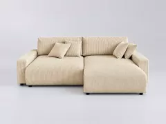 Canapé Pivoine Maisons du Monde, 4 places d'angle convertible, velours côtelé, coloris beige