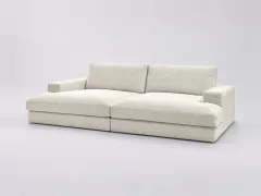 Canapé Leonard Bobochic, 4 places droit fixe assise profonde, velours côtelé, coloris beige