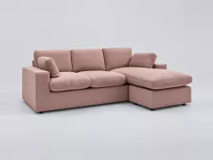 Canapé Belair Bobochic, 3 places d'angle fixe compact réversible, coloris rose