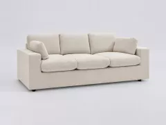 Canapé Belair Bobochic, 3 places droit fixe compact, coloris beige