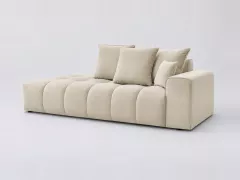 Canapé Mont Blanc Bobochic, 4 places droit fixe, velours, coloris beige