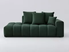 Canapé Mont Blanc Bobochic, 4 places droit fixe, velours, coloris vert