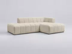 Canapé Annecy Bobochic, 3 places d'angle fixe modulable, bouclette, coloris beige