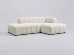 Canapé Annecy Bobochic, 3 places d'angle fixe modulable, bouclette, coloris blanc