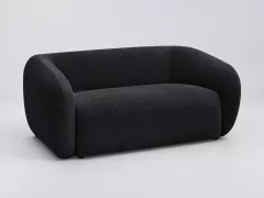 Canapé Celine Bobochic, 2 places droit fixe, tissu texturé, coloris noir