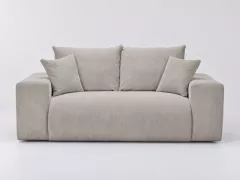 Canapé Voltaire Bobochic, 3 places droit convertible express, velours côtelé, coloris beige