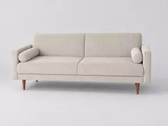 Canapé Livia Maisons du Monde, 2 places droit convertible, velours côtelé, coloris beige