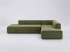 Canapé Ginosa La Redoute, d'angle convertible, velours, coloris kaki