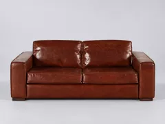 Canapé Colonel Maisons du Monde, 3 places droit convertible, cuir, coloris marron